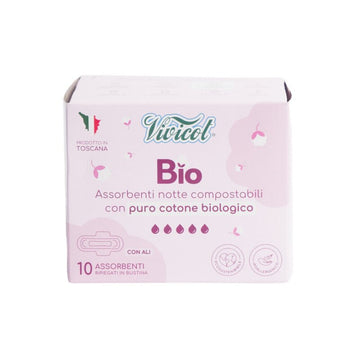 Absorbante de Noapte din Bumbac Compostabil Ecologic 5 Picaturi 10buc Vivicot