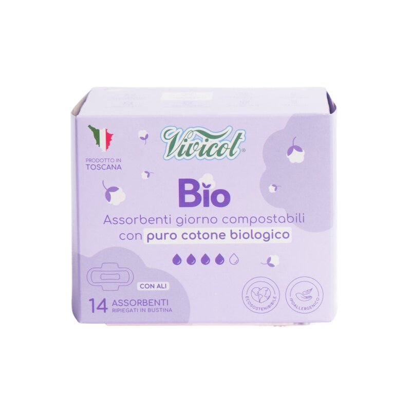 Absorbante de Zi din Bumbac Compostabil Ecologic 4 Picaturi 14buc Vivicot