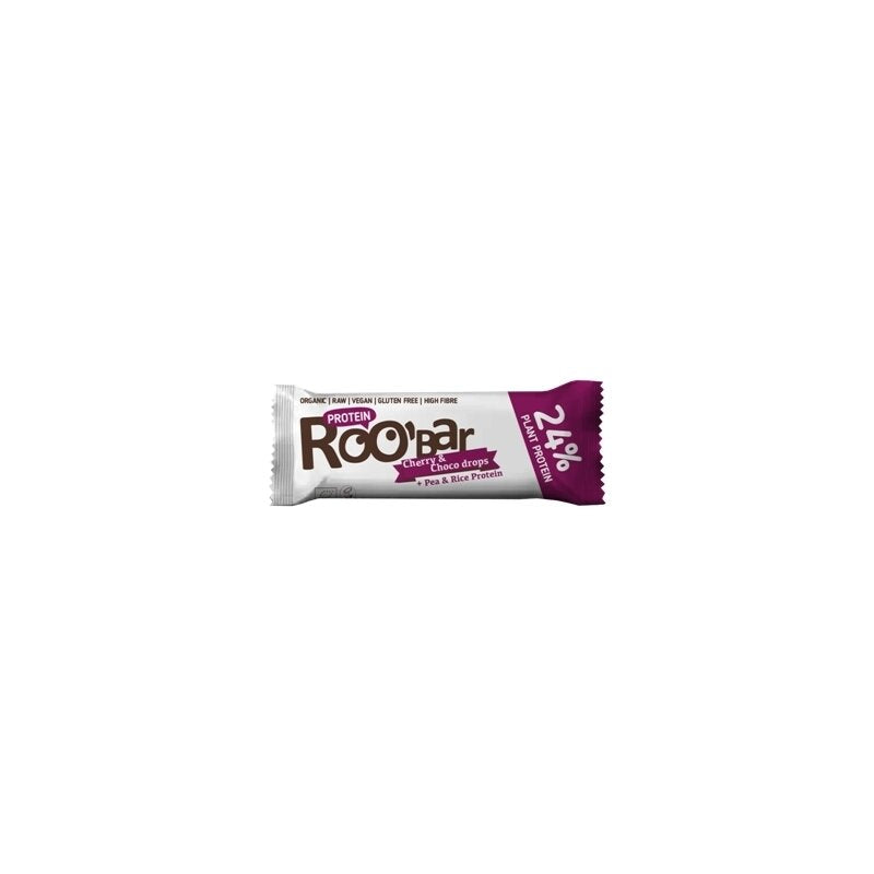 Baton proteic cu cirese si ciocolata bio 40g Roobar