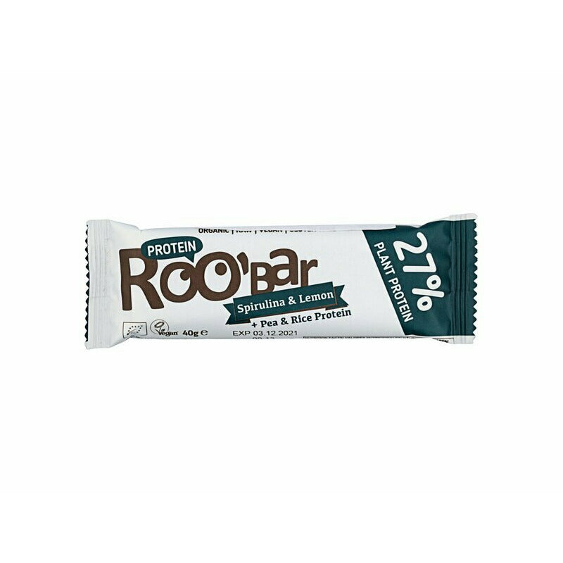 Baton proteic cu spirulina si lamaie bio 40g Roobar