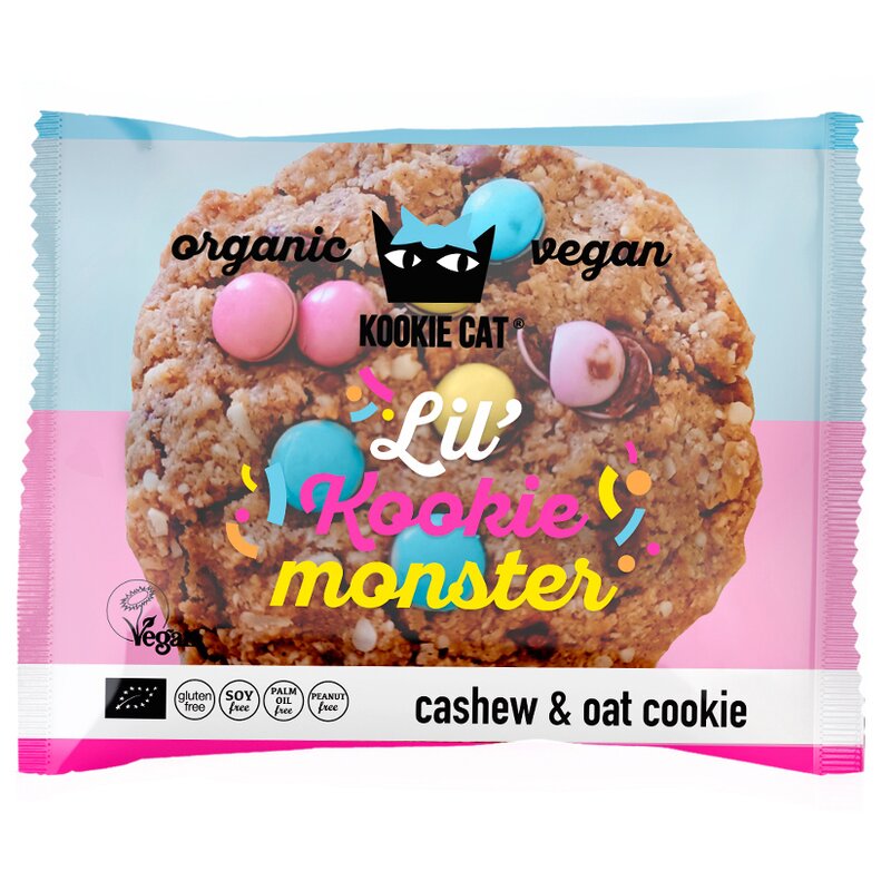 Cookie cu Dropsuri de Ciocolata Colorate Bio 50g Kookie Cat