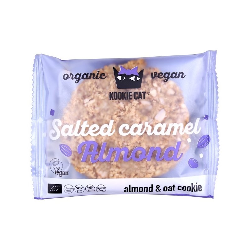 Cookie cu migdale si caramel sarat bio 50g Kookie Cat