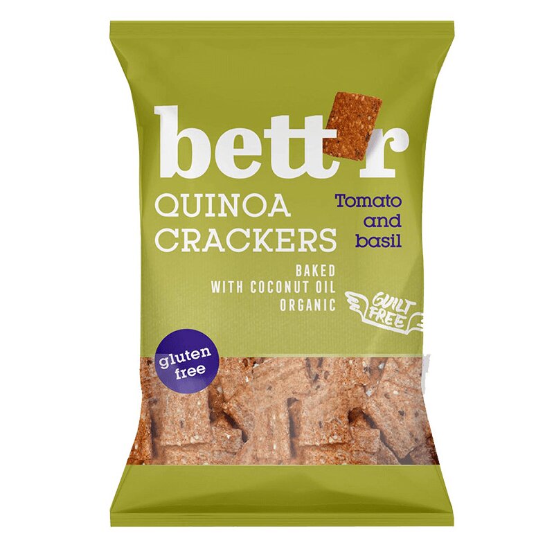 Crackers cu quinoa rosii si busuioc bio 100g Bettr