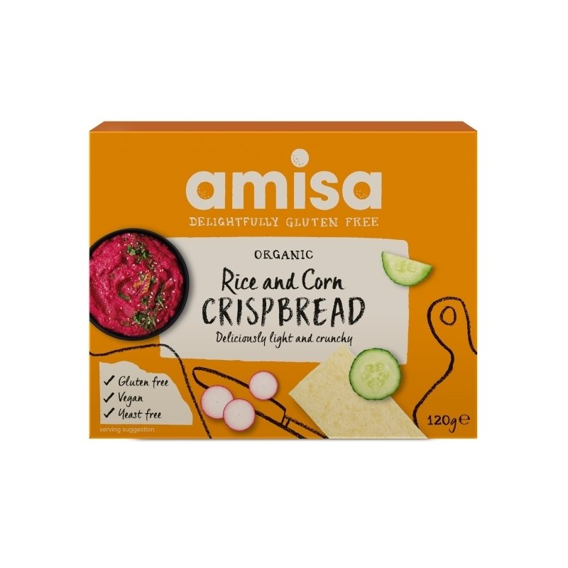 Crispbread din orez si porumb bio fara gluten 120g Amisa