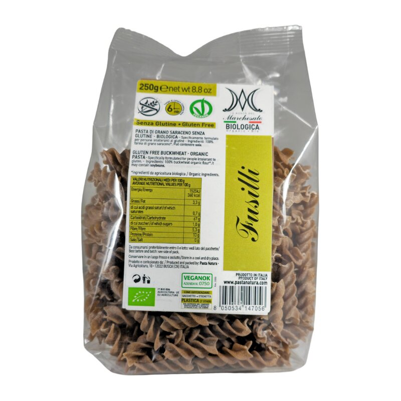Fusilli din hrisca bio fara gluten 250g Marchesato