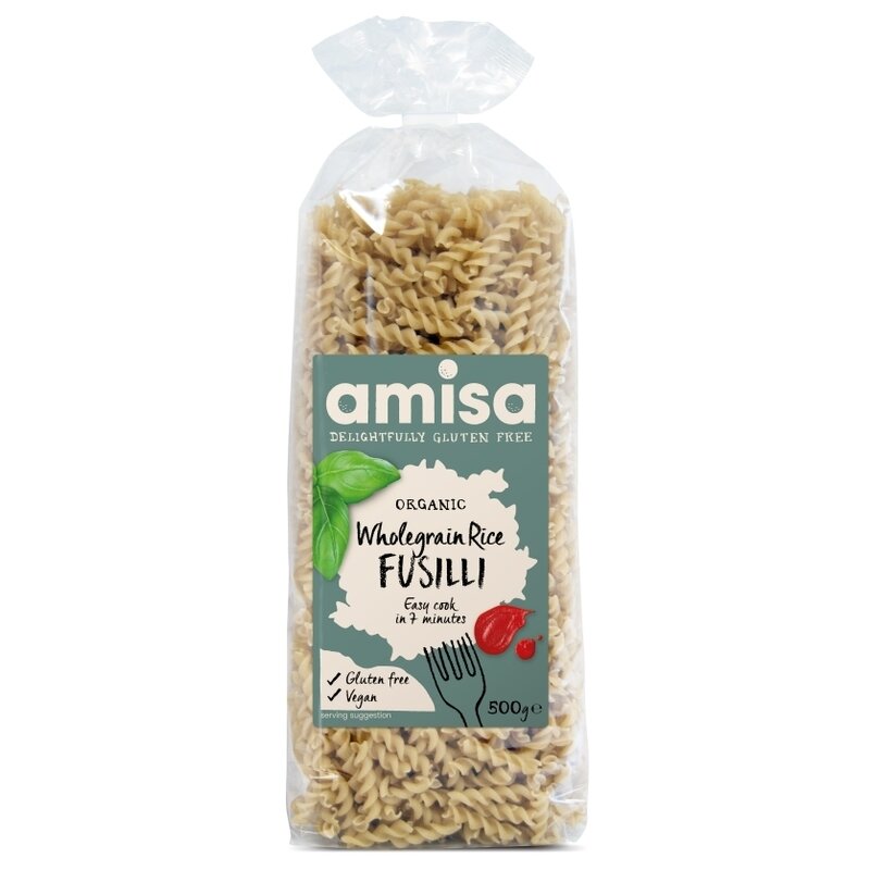 Fusilli din orez integral bio 500g Amisa