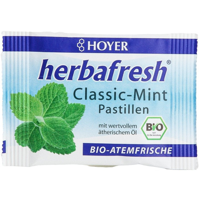 Pastile cu menta pentru respiratie proaspata bio 17g Hoyer
