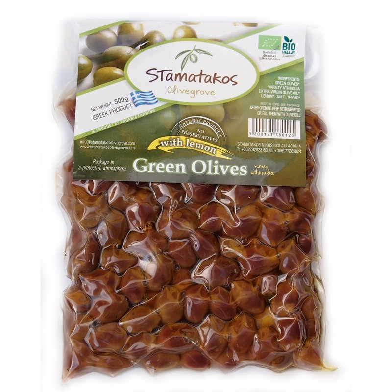Masline verzi vidate bio 500g Stamatakos Olivegrove