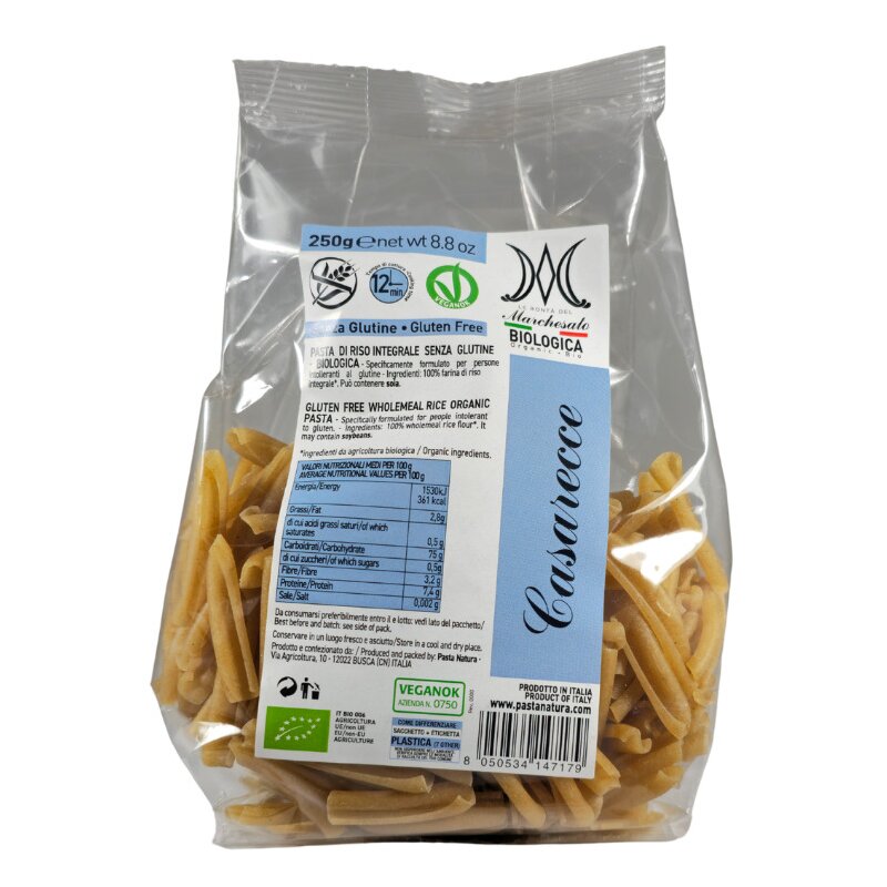 Paste casarecce din orez integral bio fara gluten 250g Marchesato