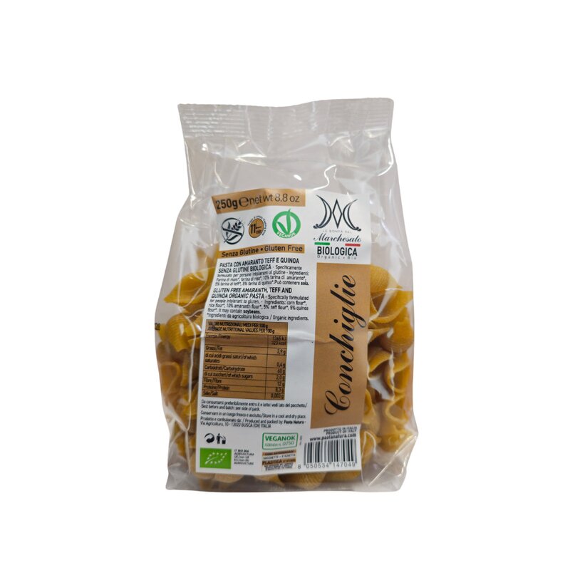 Paste conchiglie din amarant teff si quinoa bio fara gluten 250g Marchesato