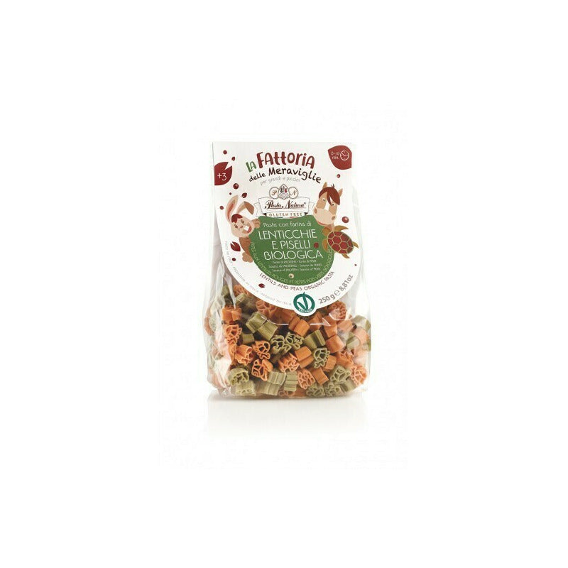 Paste pentru Copii cu Faina de Linte Rosie si Mazare Verde Bio 250g Pasta Natura