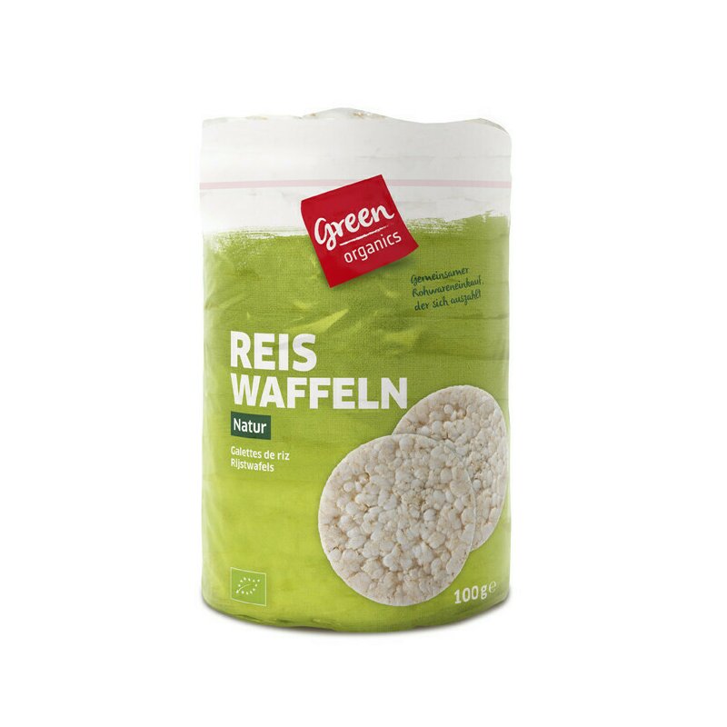 Rondele de orez integral expandat bio fara sare 100g Green Organics