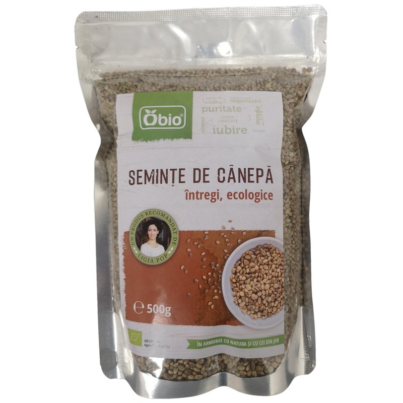 Seminte de canepa bio intregi 500g Obio