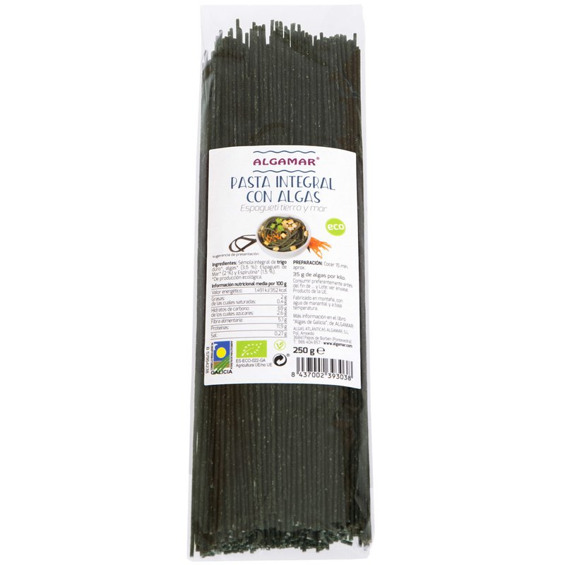 Spaghetti integrale cu alge marine bio 250g Algamar