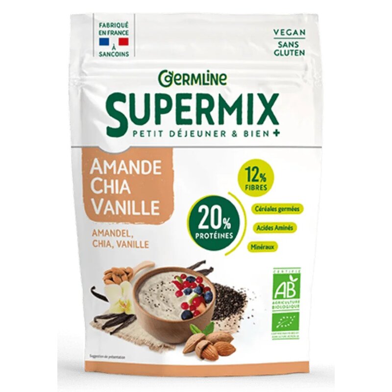 Supermix pentru mic dejun cu migdale chia si vanilie bio fara gluten 350g Germline