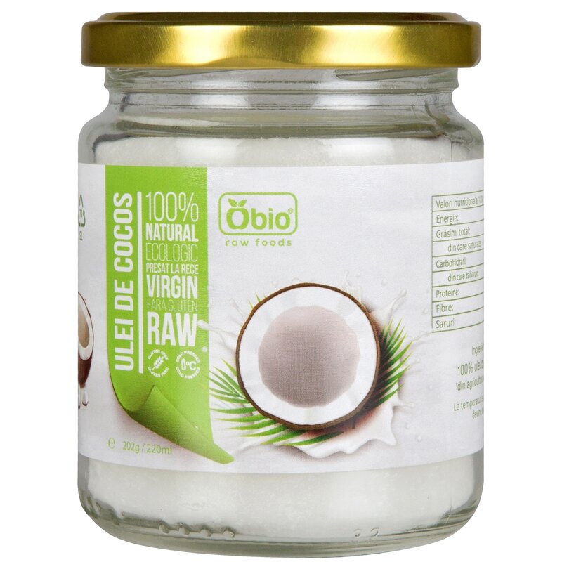 Ulei de cocos bio presat la rece 202g/220ml Obio